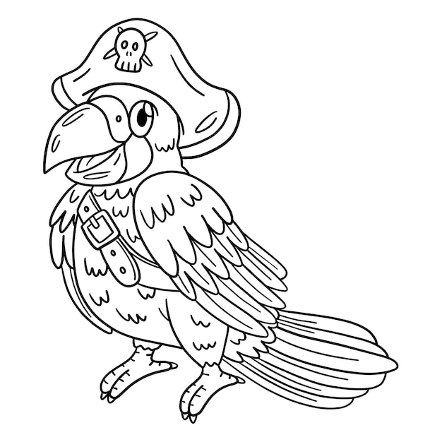 Premium vector a cute and funny coloring page of a pirate parrot provides hours of coloring fun for children color this page is very easy suitable for little kids and toddlers