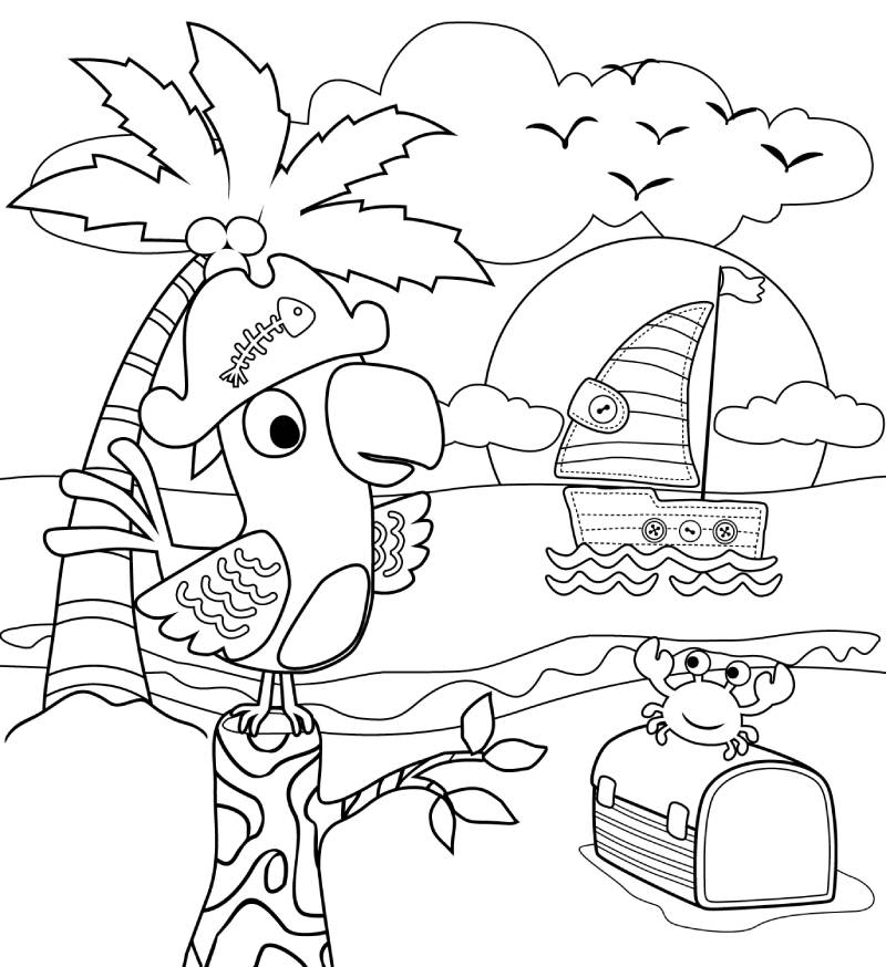 Pirate parrot coloring page