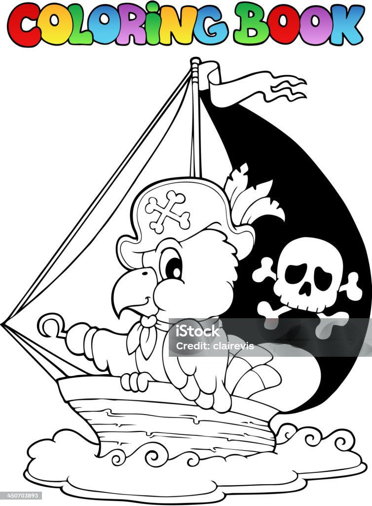 Coloring book pirate parrot theme stock illustration