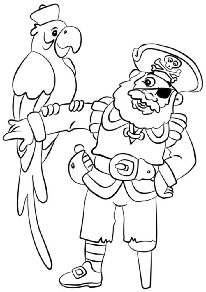 Free easy to print pirate coloring pages