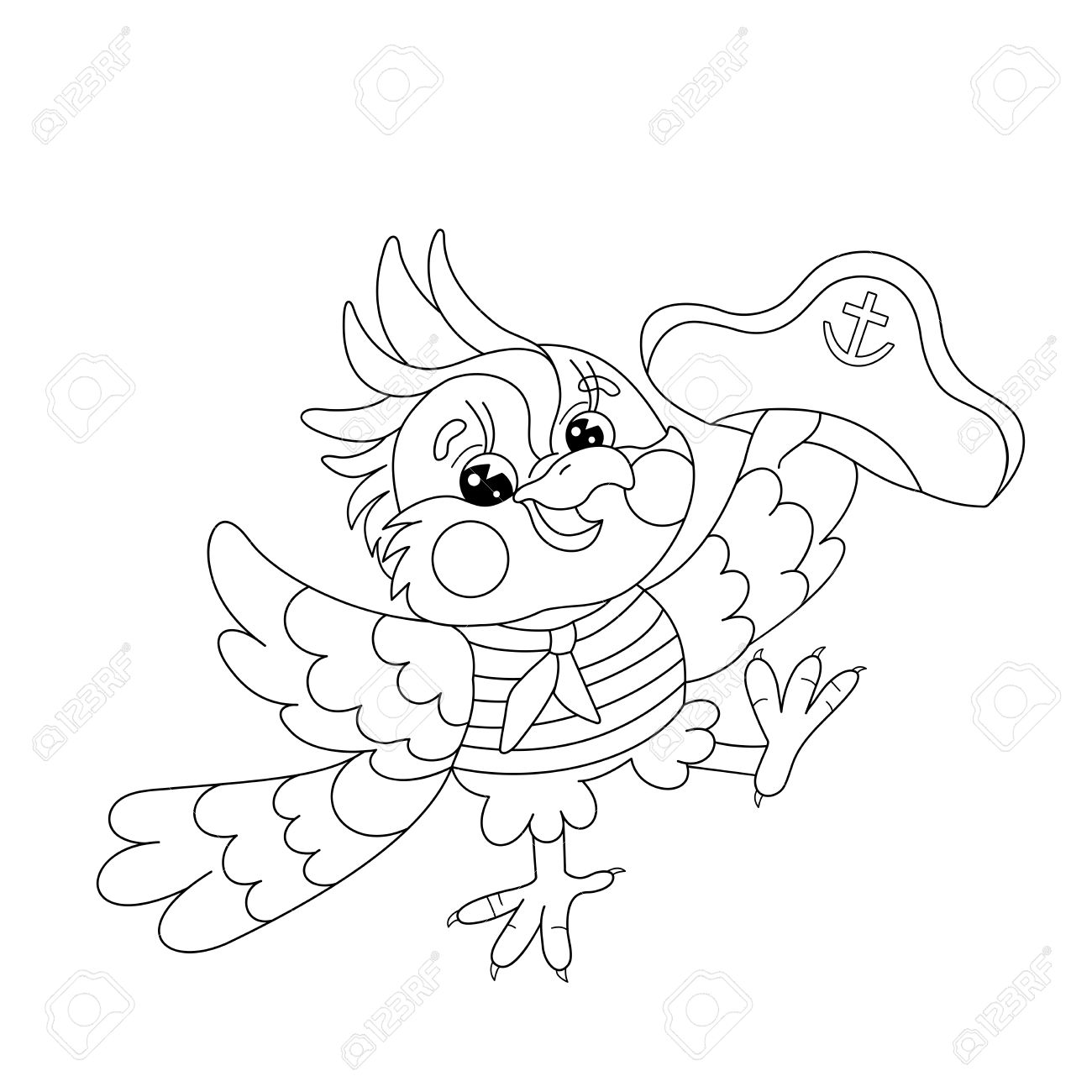 Coloring page outline of joyful parrot sailor coloring book for kids royalty free svg cliparts vectors and stock illustration image