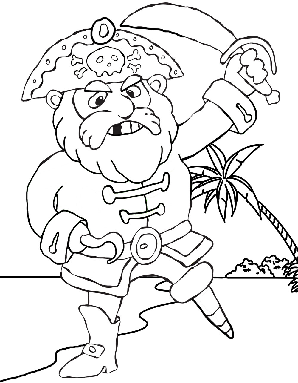 Angry pirate on beach louring rooftop post printables