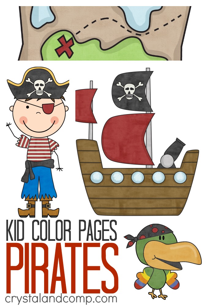 Kid color pages pirates