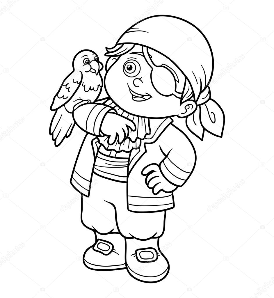 Coloring book for children pirate boy stock vector by ksenyasavva