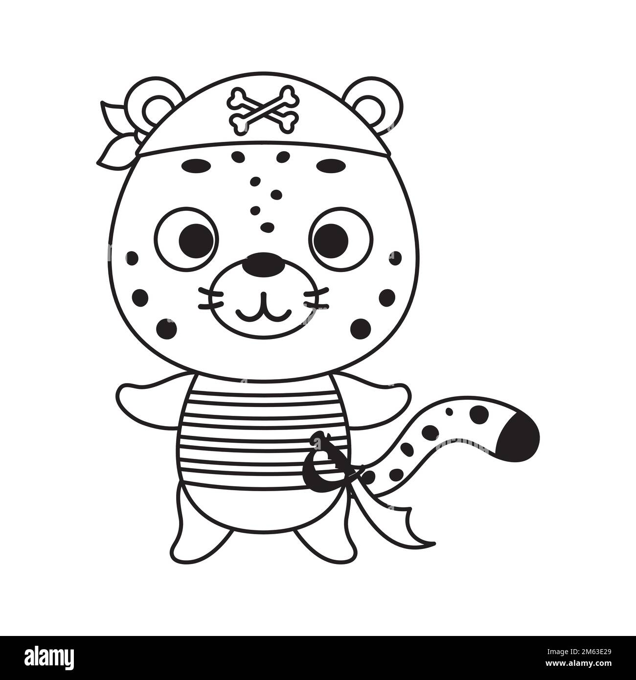 Coloring page cute little pirate cheetah coloring book for kids educational activity for preschool years kids and toddlers with cute animal vector stock vector image art