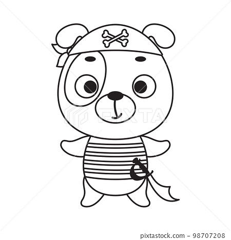 Coloring page cute little pirate dog coloring