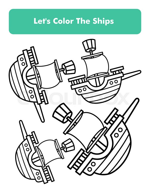 Pirate ship coloring book page in letter page size children coloring worksheet premium vector element stock vector