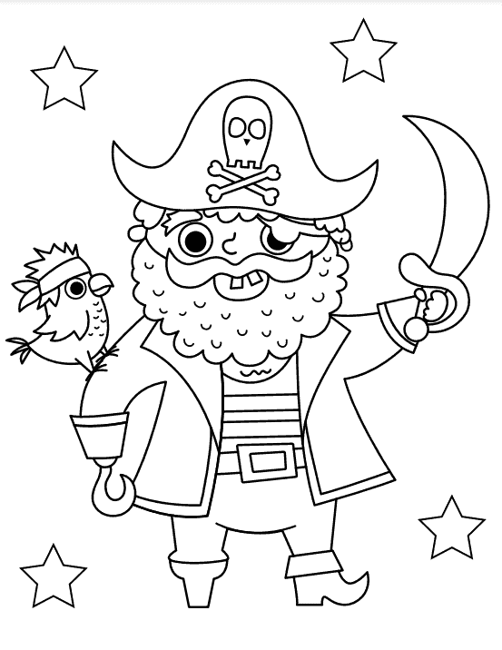 Free printable pirate coloring pages for your kids to enjoy