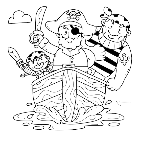 Pirate treasure map coloring pages pirate printable book digital download not a physical product