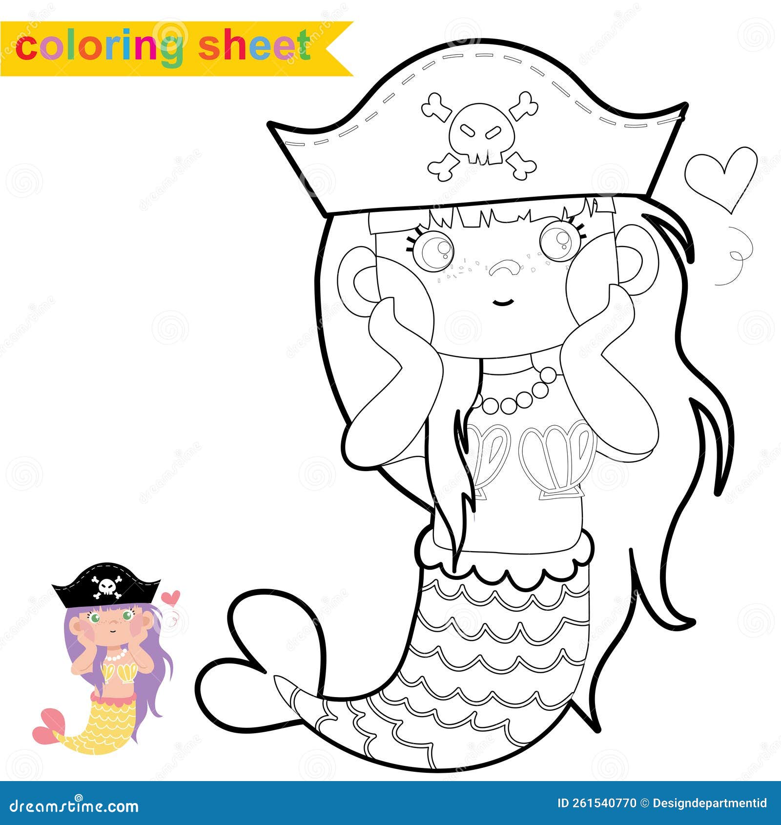 Cute pirate coloring page educational printable coloring worksheet stock vector