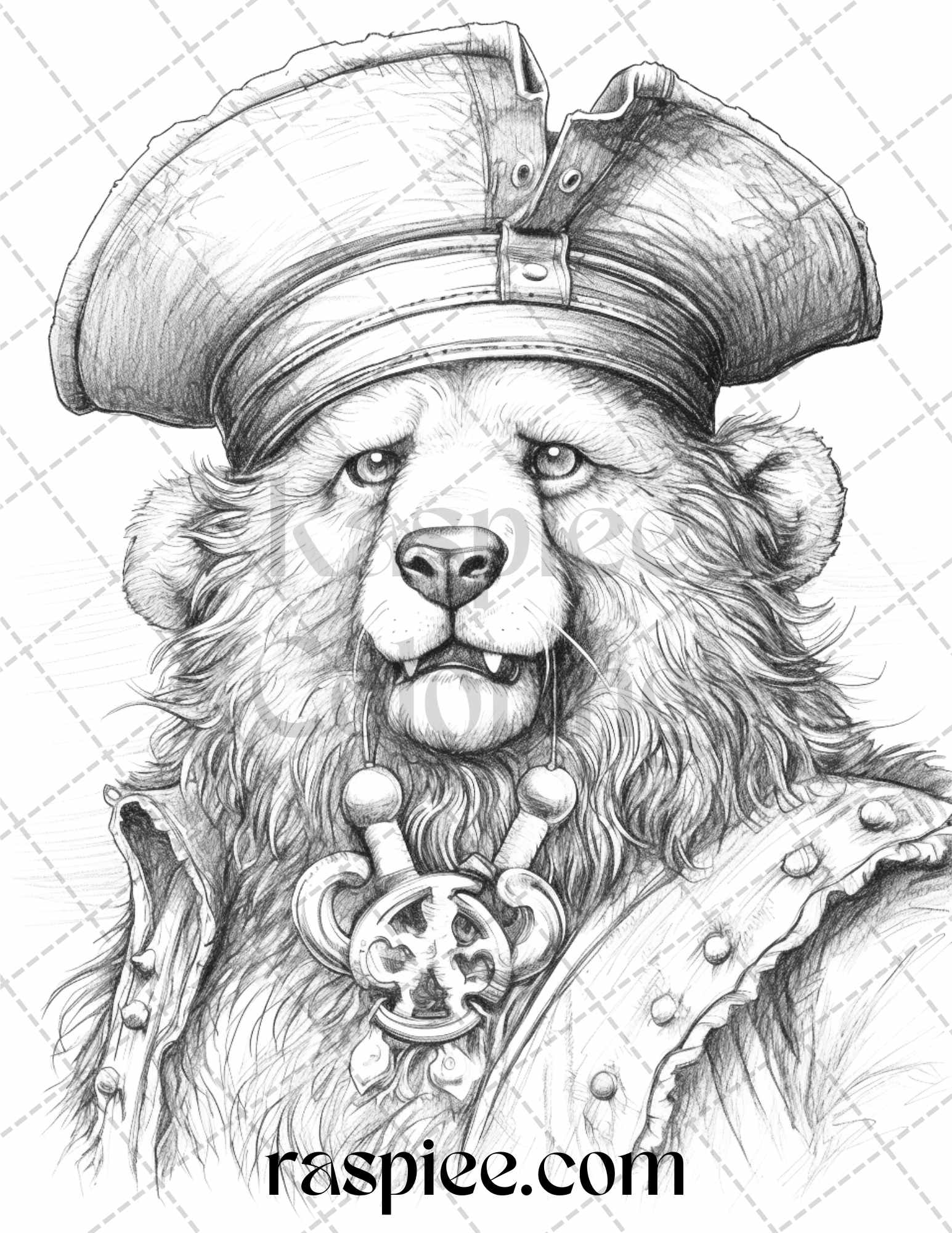 Pirate animals grayscale coloring pages printable for adults pdf f â coloring