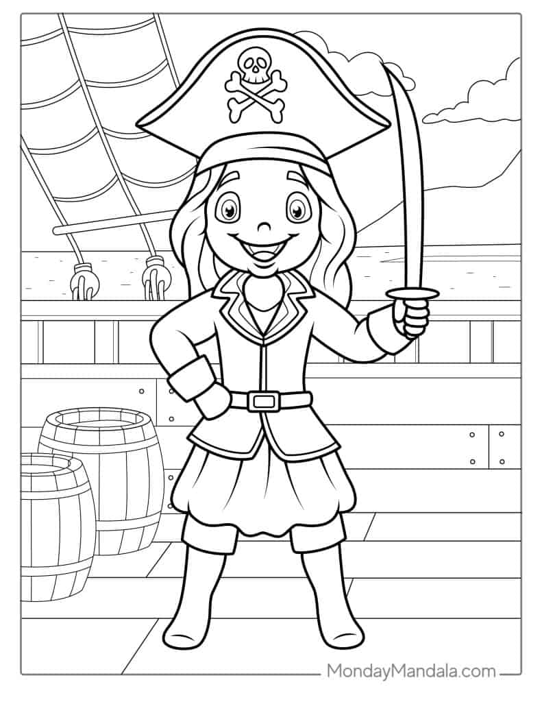 Pirate coloring pages free pdf printables