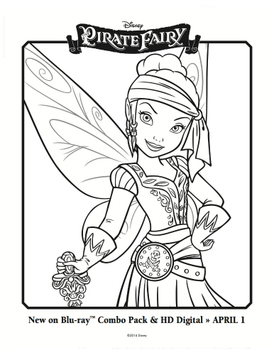 Pirate fairy printable coloring page