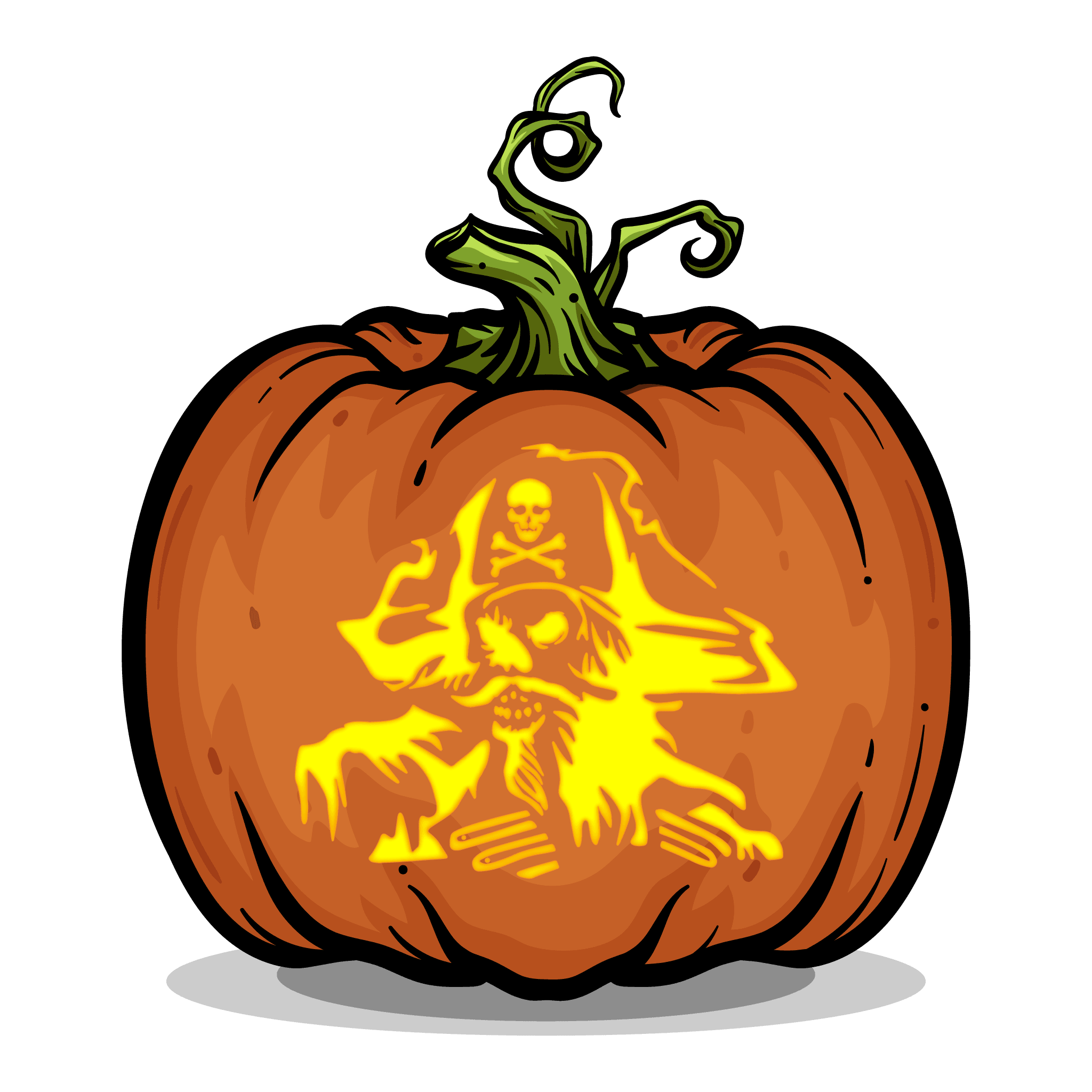 Spooky pirate pumpkin carving stencil