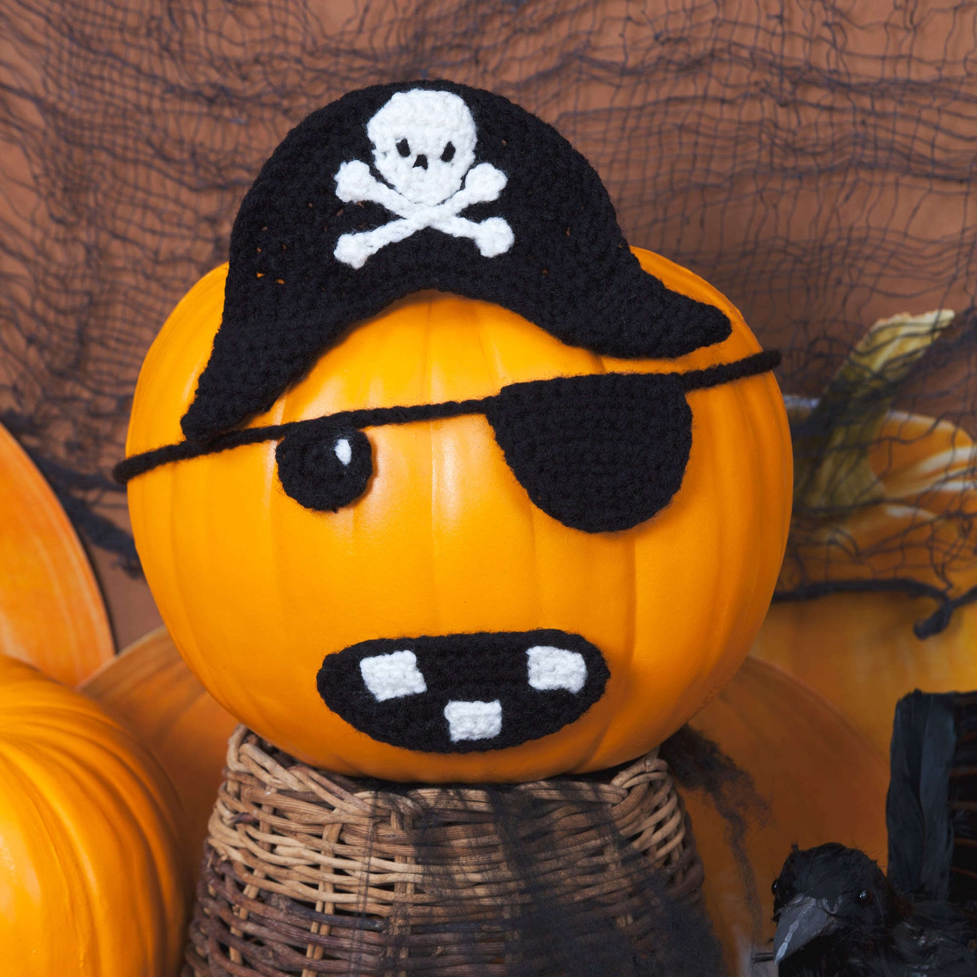 Red heart jolly roger pirate pumpkin pattern