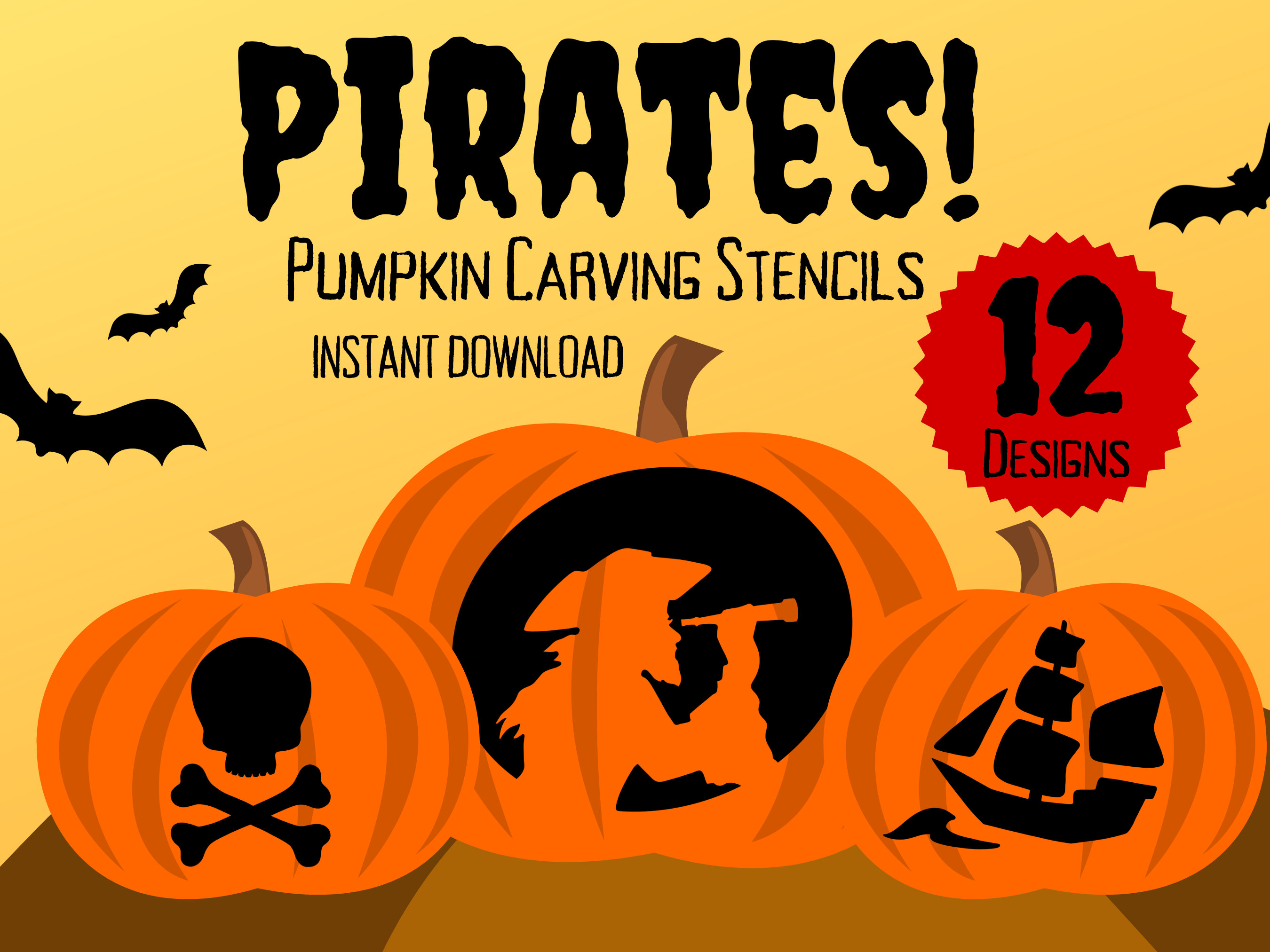 Printable pirate pumpkin carving stencils for halloween unique jack olantern carving patterns for kids and adults