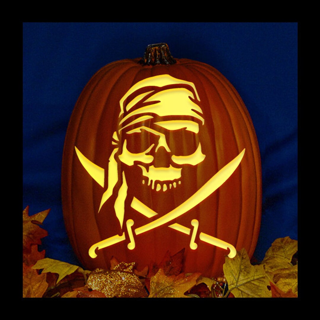 Jolly pirate carved foam pumpkin