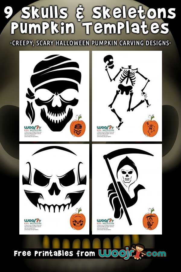 Skulls and skeleton pumpkin templates to carve woo jr kids activities childrens publishing