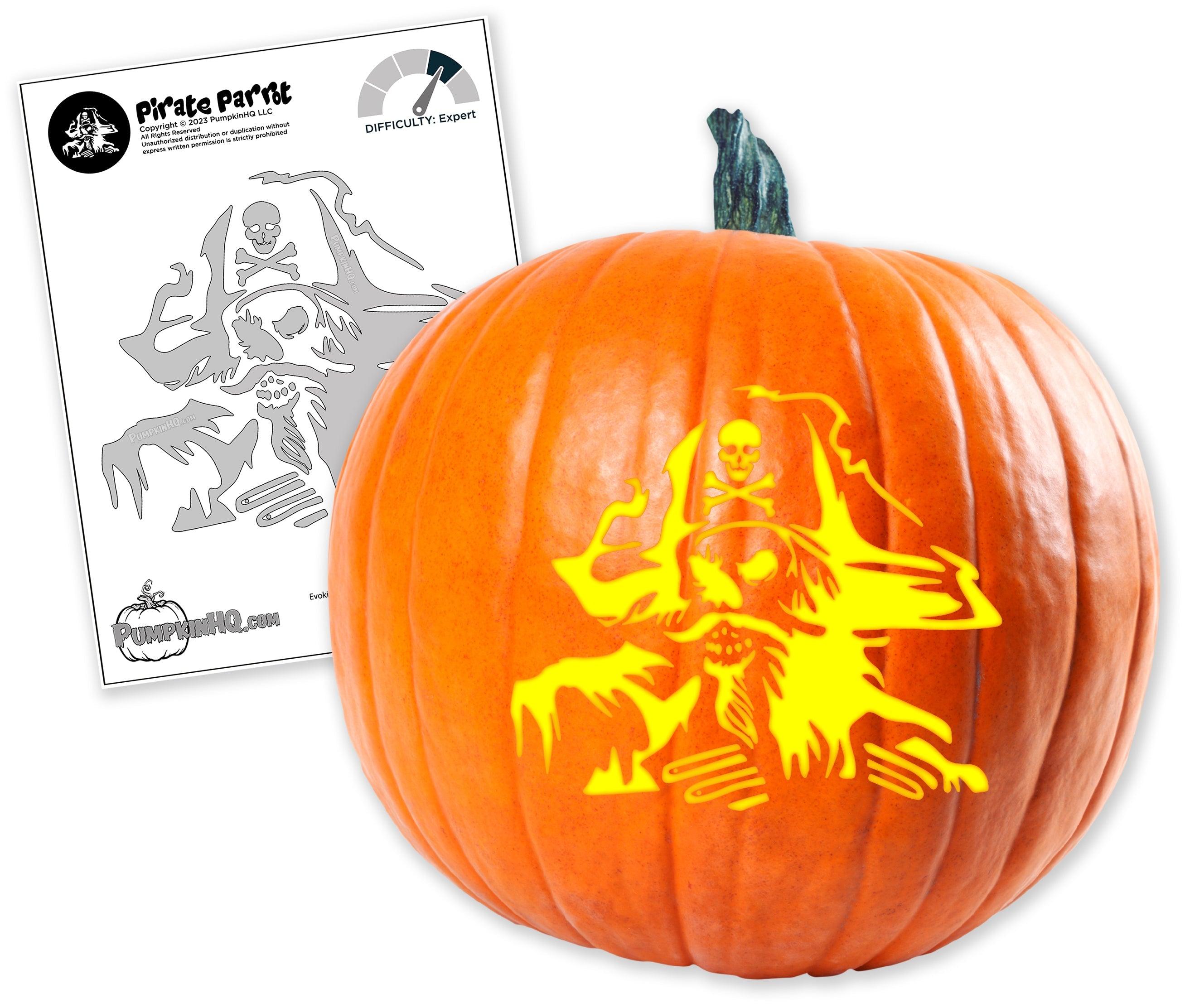 Spooky pirate pumpkin carving stencil