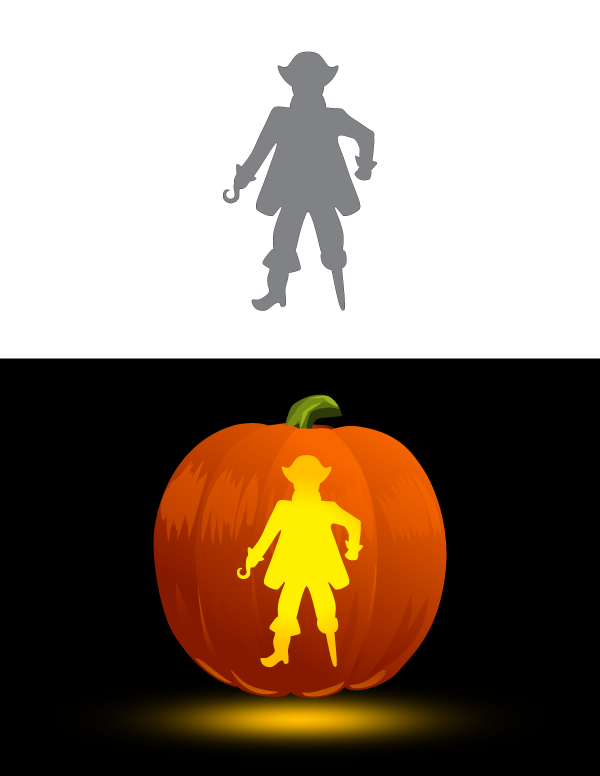 Printable pirate pumpkin stencil