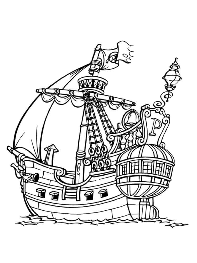 Pirate ship coloring page