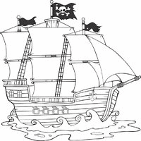 Pirate ship at sea coloring pages