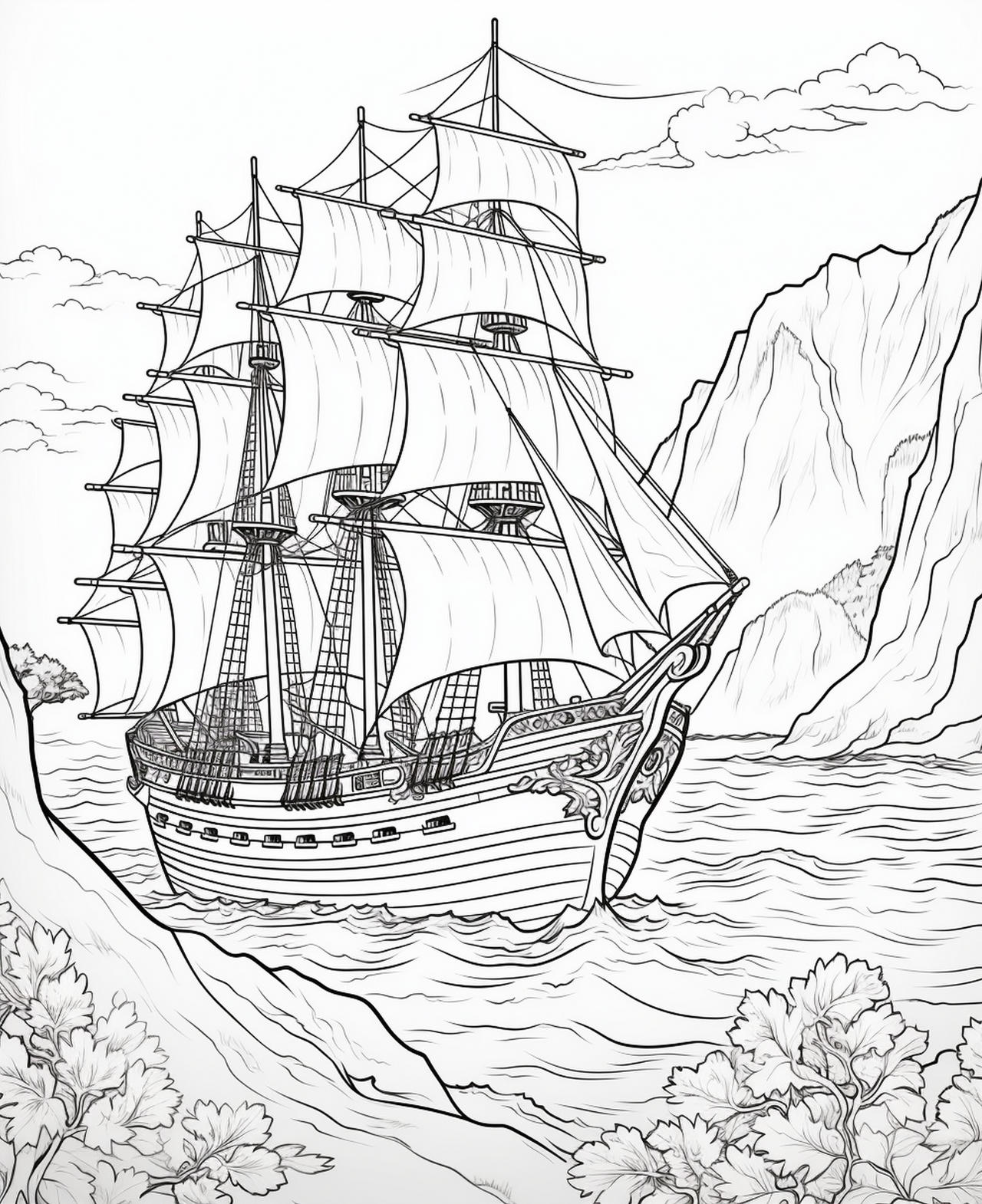 Pirate ships coloring pages in premium quality by coloringbooksart on