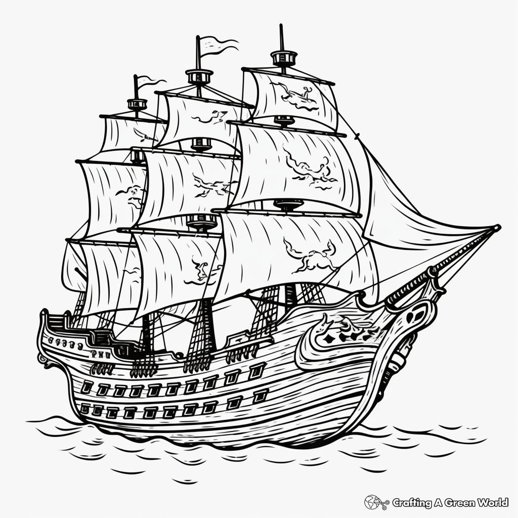 Pirate ship coloring pages