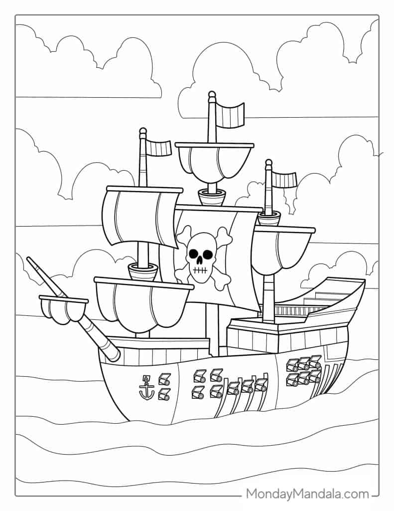 Pirate ship coloring pages free pdf printables