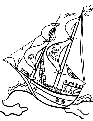 Free pirate ship coloring page