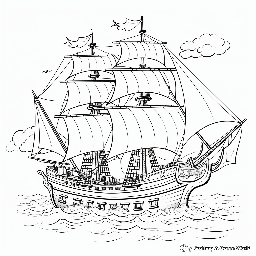 Pirate ship coloring pages