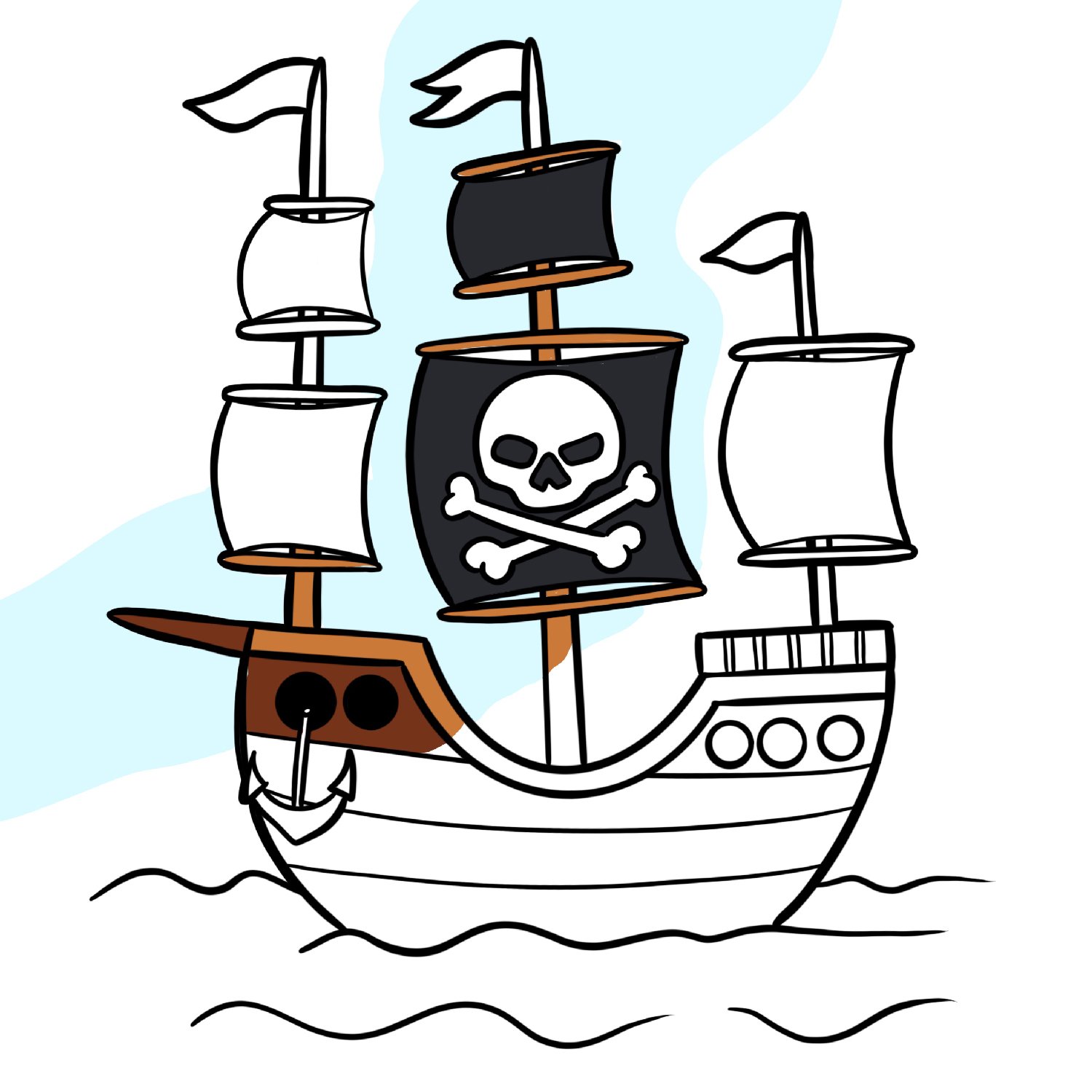 Pirate ship coloring page