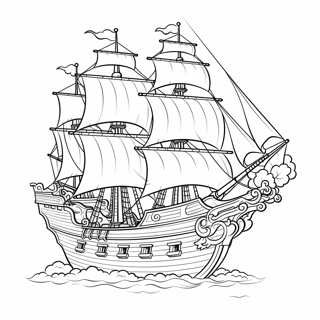 Pirate ship coloring pages