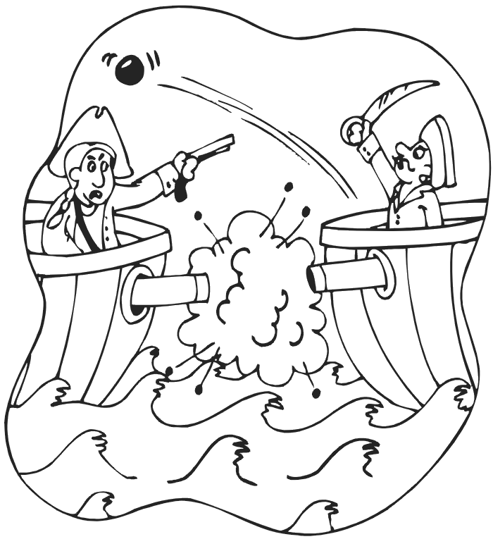 Pirate coloring page pirate battle at sea