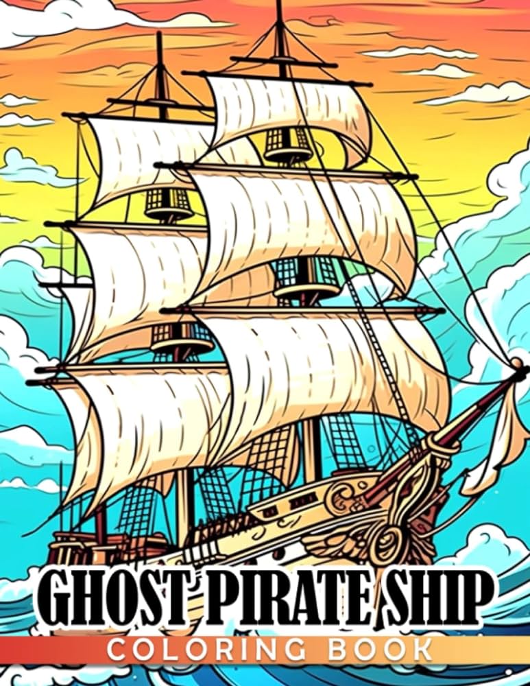 Ghost pirate ship coloring book ships hooks undersea creatures marine mythology captains coloring pages with many inspirational illustrations for teens adults to relax and relieve stress slater tommy books