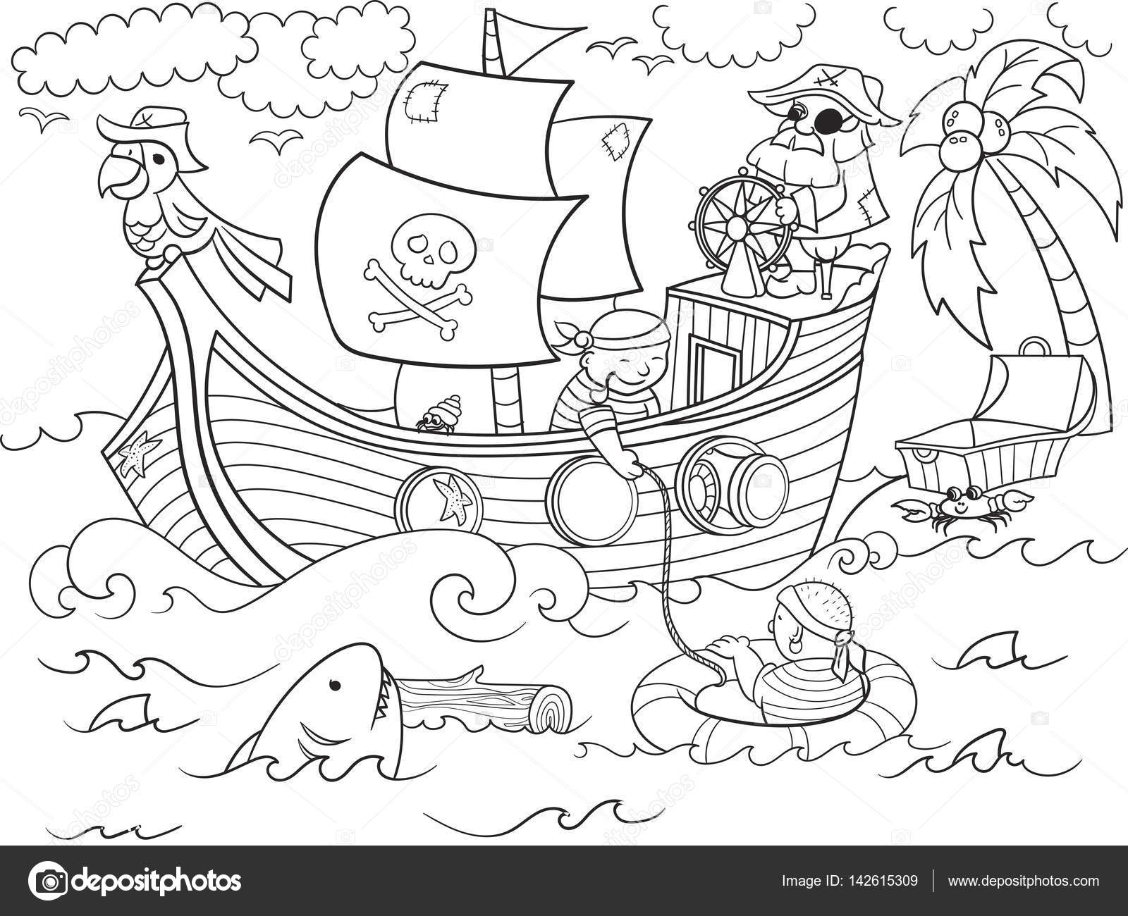 Children coloring on the theme of pirates vector stock vector by toricheksgmail