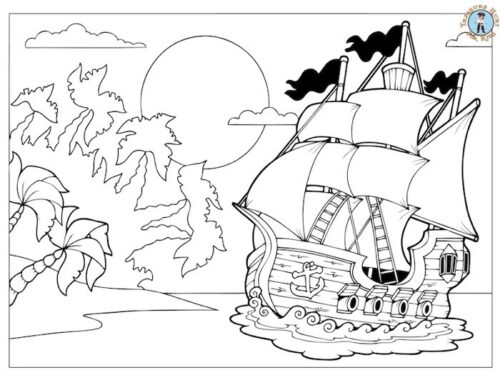 Pirate ship coloring page