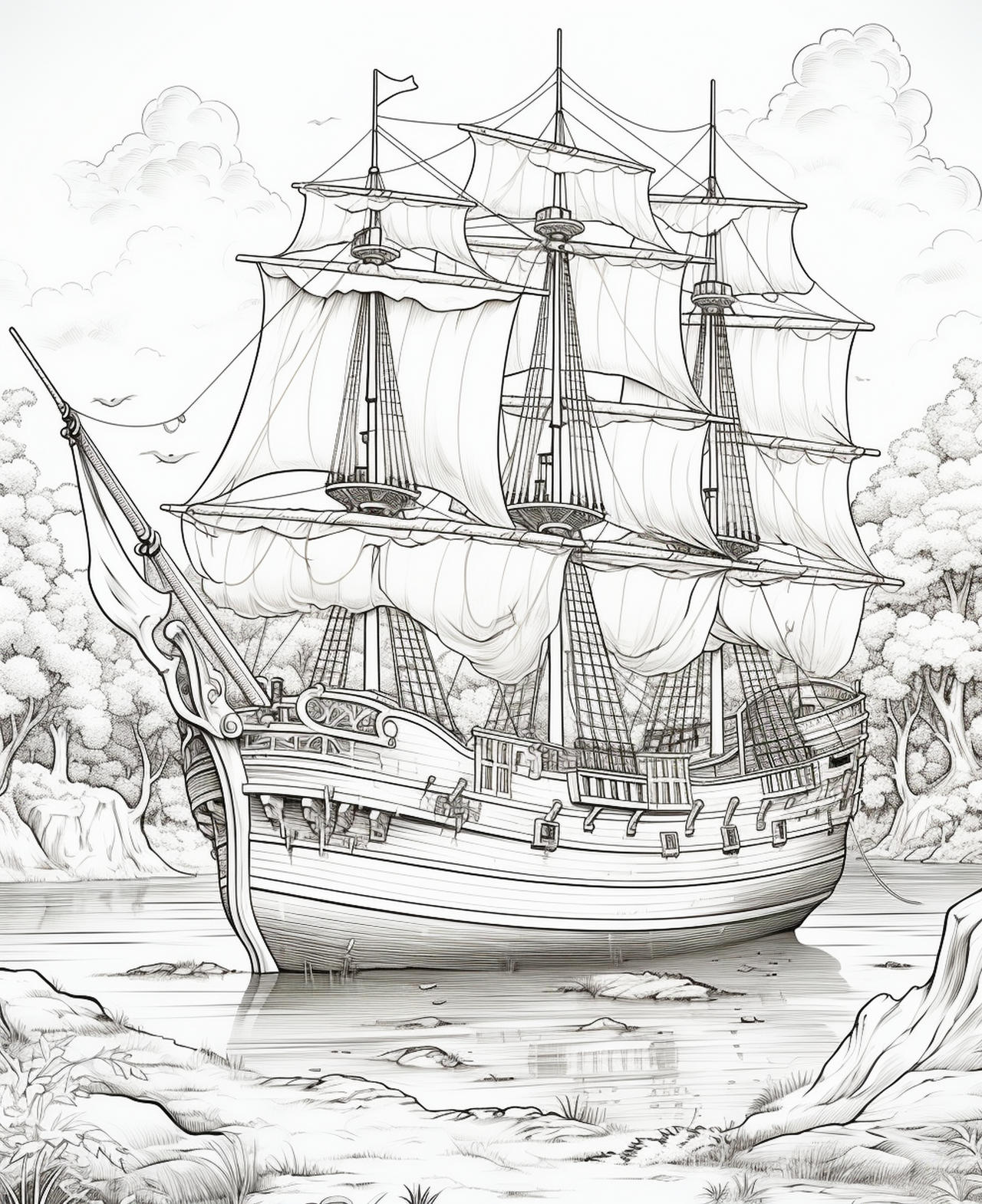 Pirate ships coloring pages in premium quality by coloringbooksart on