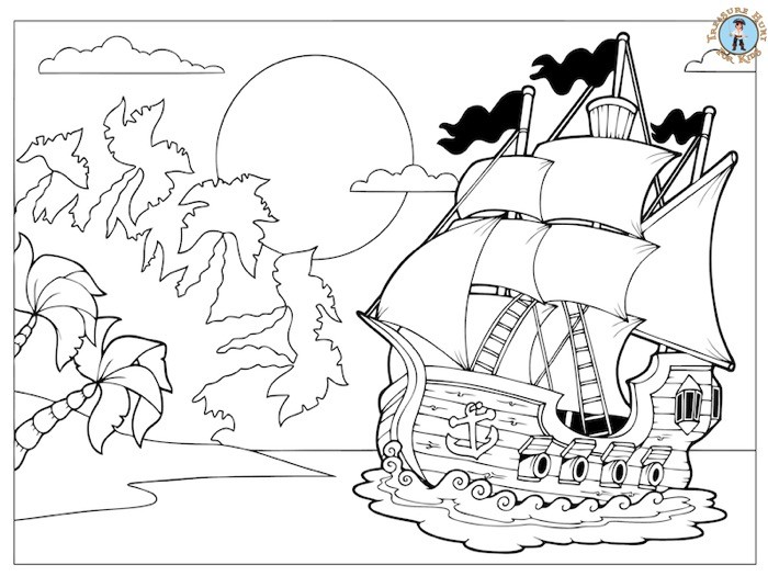 Pirate island coloring page