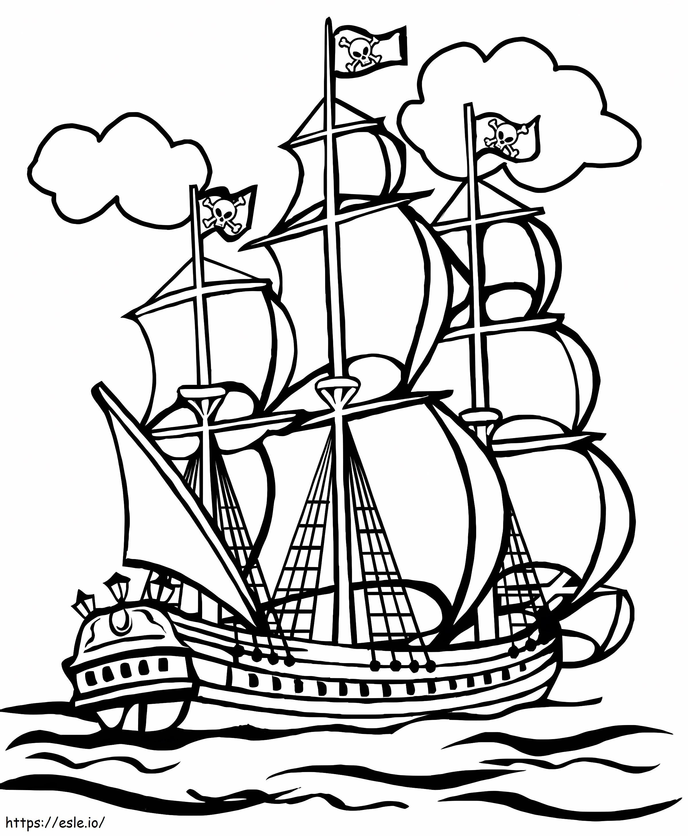 Pirate ship coloring page