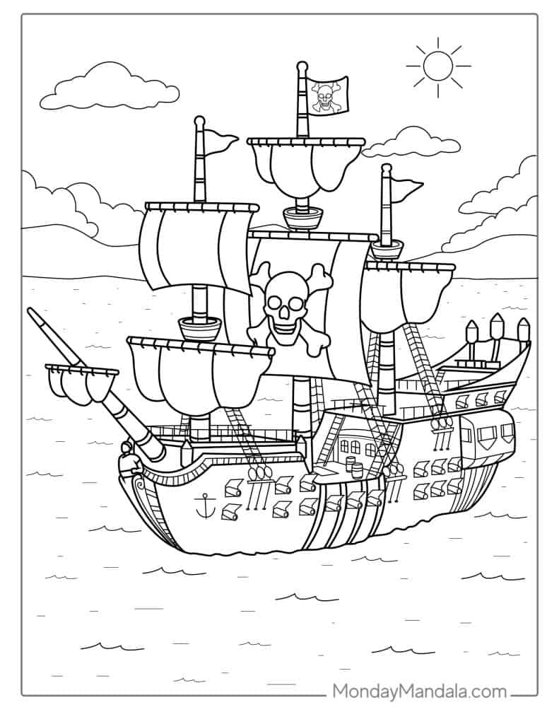 Pirate coloring pages free pdf printables