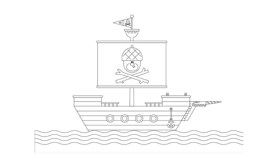 Pirate ship colouring sheet
