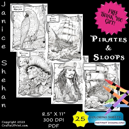 Pirates and ships sloops adult coloring pages coloring sheets carribean