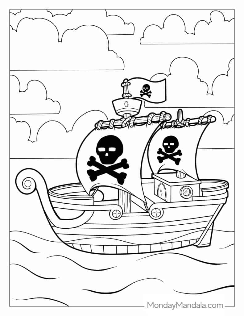 Pirate ship coloring pages free pdf printables