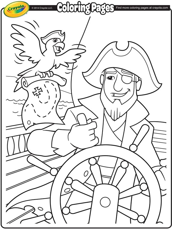 Pirate at the helm coloring page
