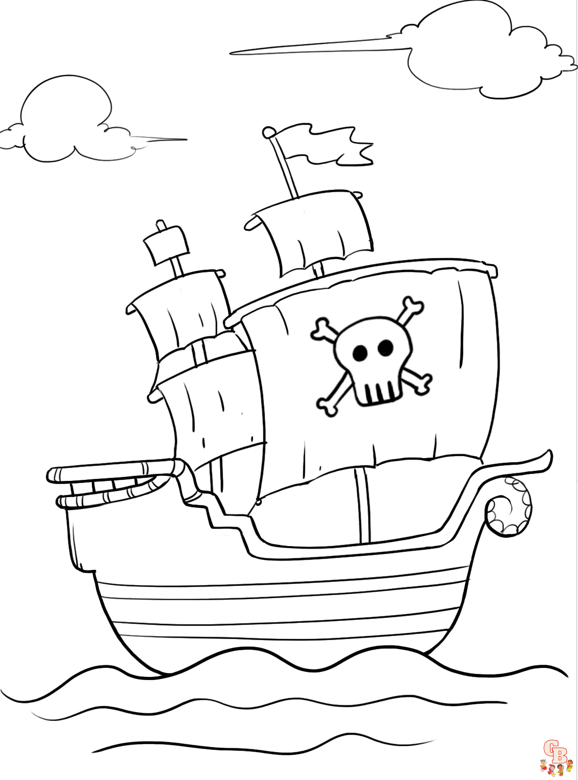 Pirate ship coloring free printable sheets for kids