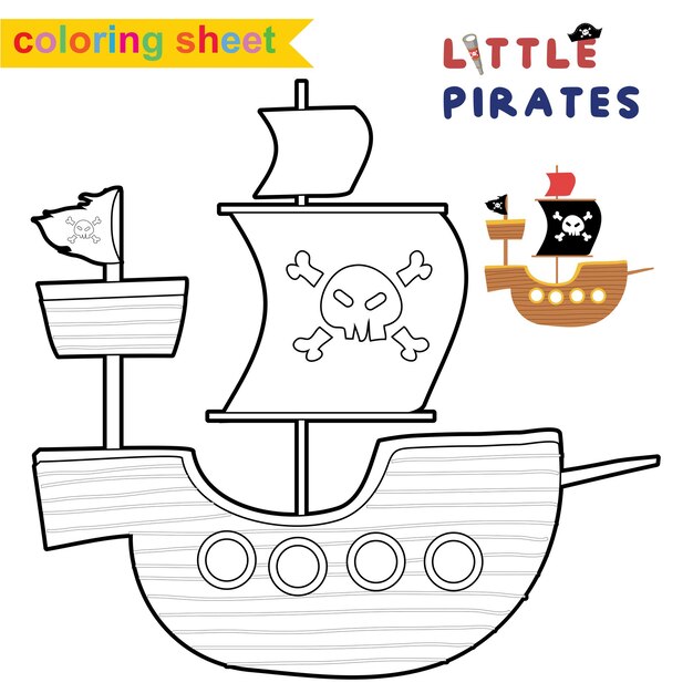 Premium vector cute pirate coloring page educational printable coloring worksheet coloring game for children