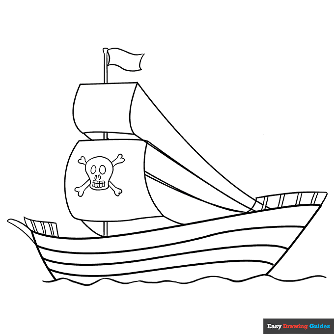 Pirate ship coloring page easy drawing guides