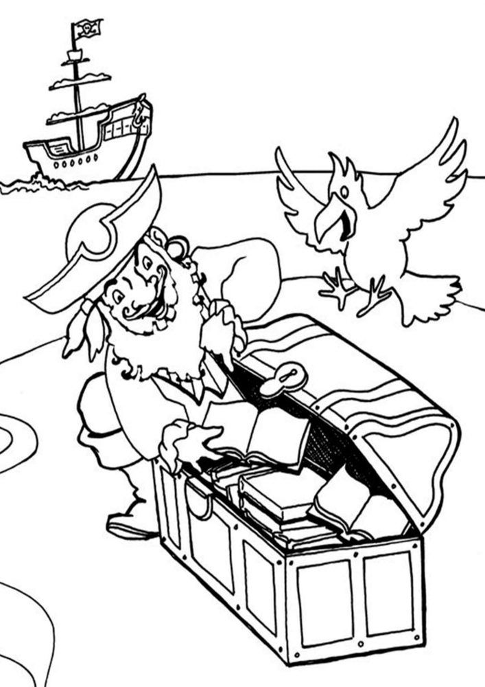 Free easy to print pirate coloring pages