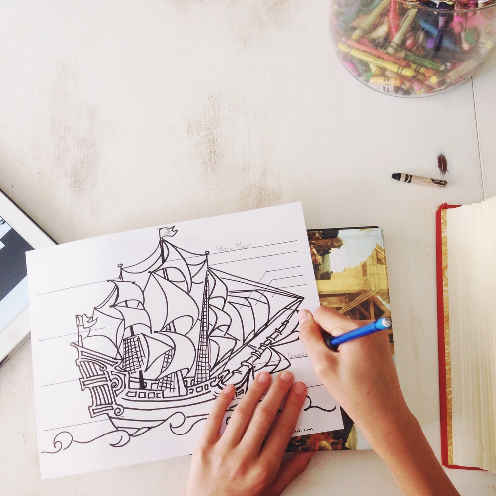 The anatomy of a pirate ship coloring sheet free printable â